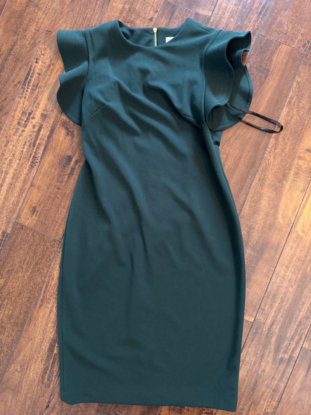 Calvin Klein Dark Emerald Flutter Sleeve Midi Dress